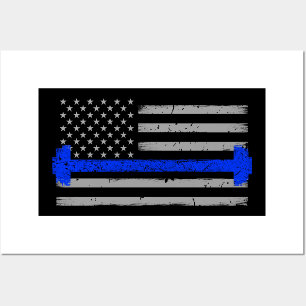 Police Barbell Thin Blue Line Wall Art by bluelinemotivation